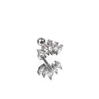 Diamond-Cut CZ Fan Stainless Steel Ear Studs