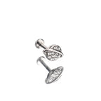 CZ Saturn Ring Internally Threaded Stainless Steel Ear Studs