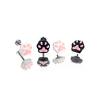 Resin Mini Cat Paw Internally Threaded Stainless Steel Lip Ring