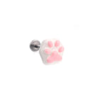 Resin Mini Cat Paw Internally Threaded Stainless Steel Lip Ring