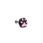 Resin Mini Cat Paw Internally Threaded Stainless Steel Lip Ring