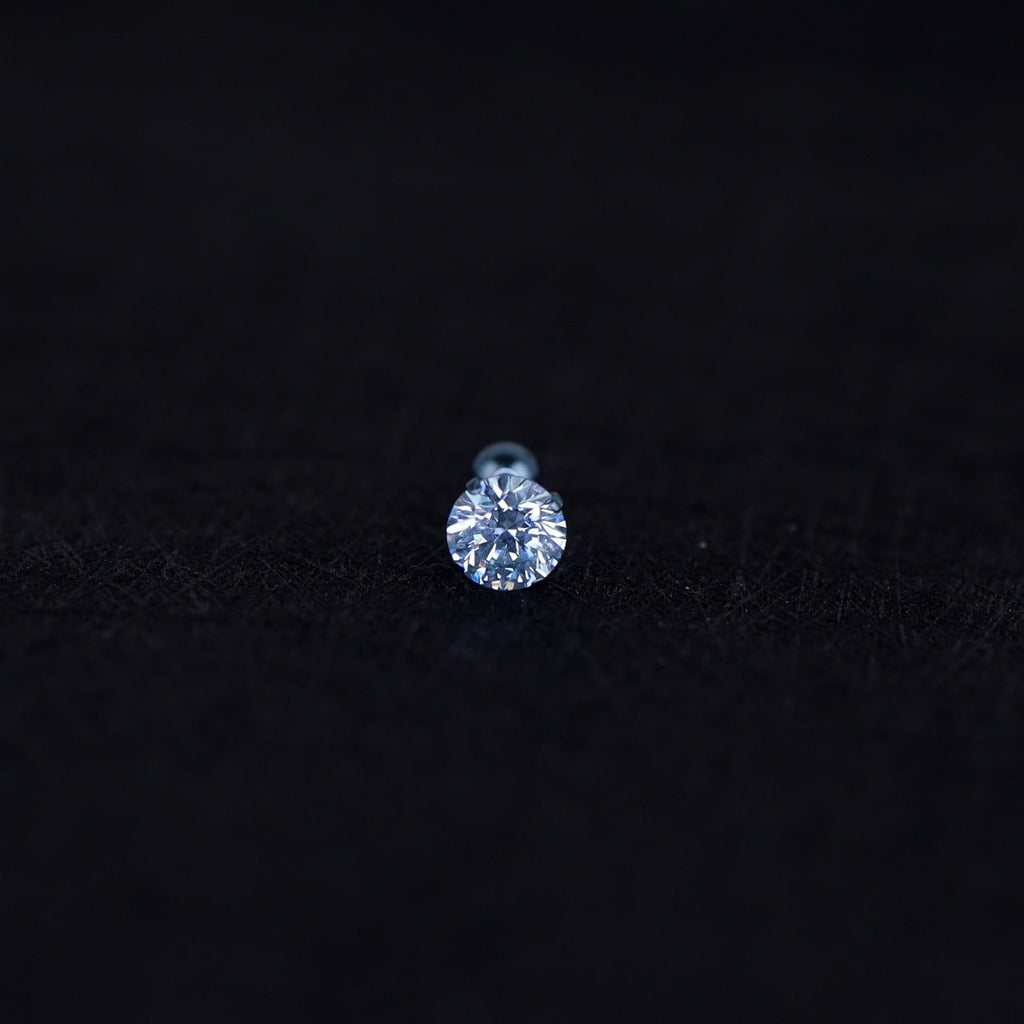 20G Thin Gauge Prong-Set CZ Titanium Ear Studs