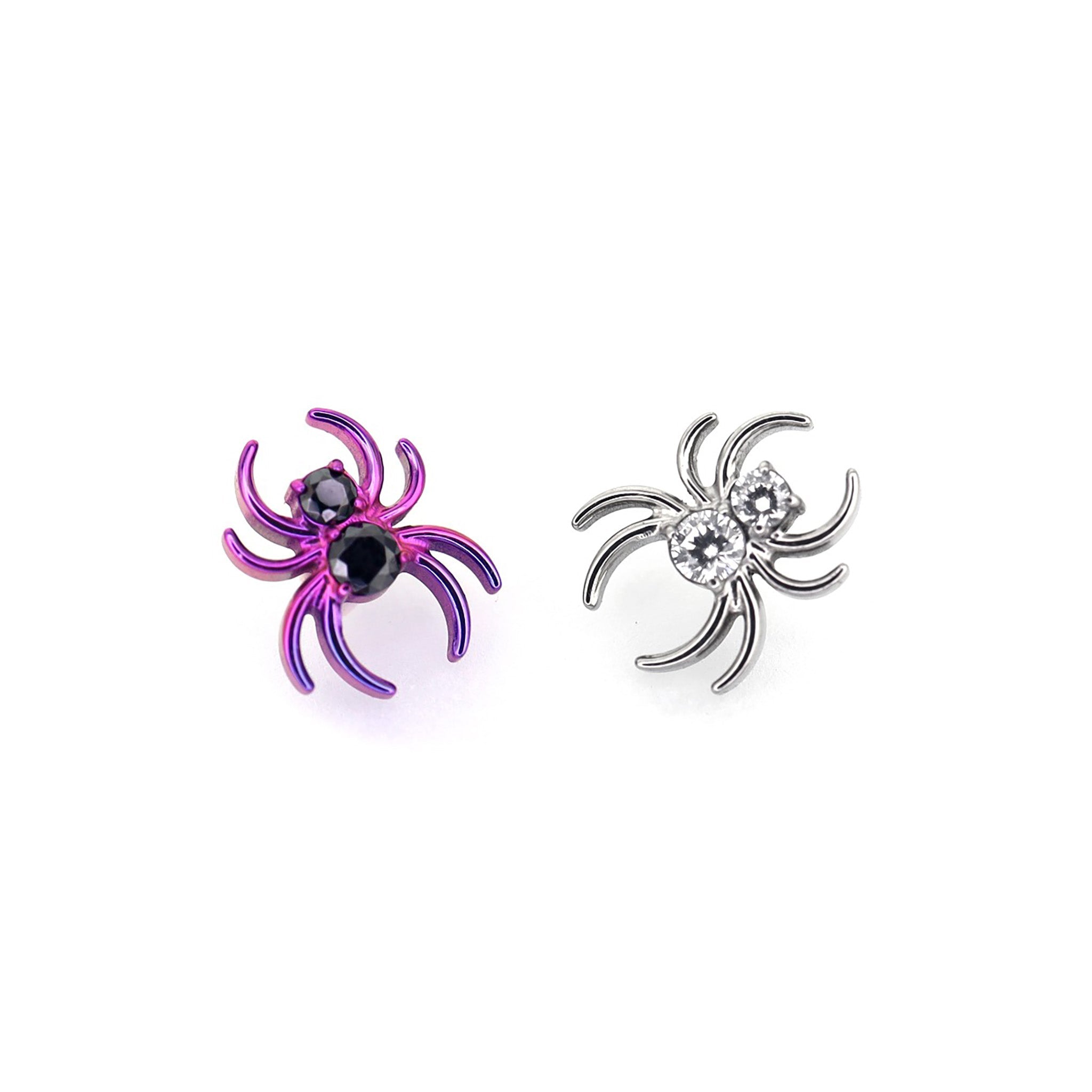CZ Spider Internally Threaded Titanium Ear Studs