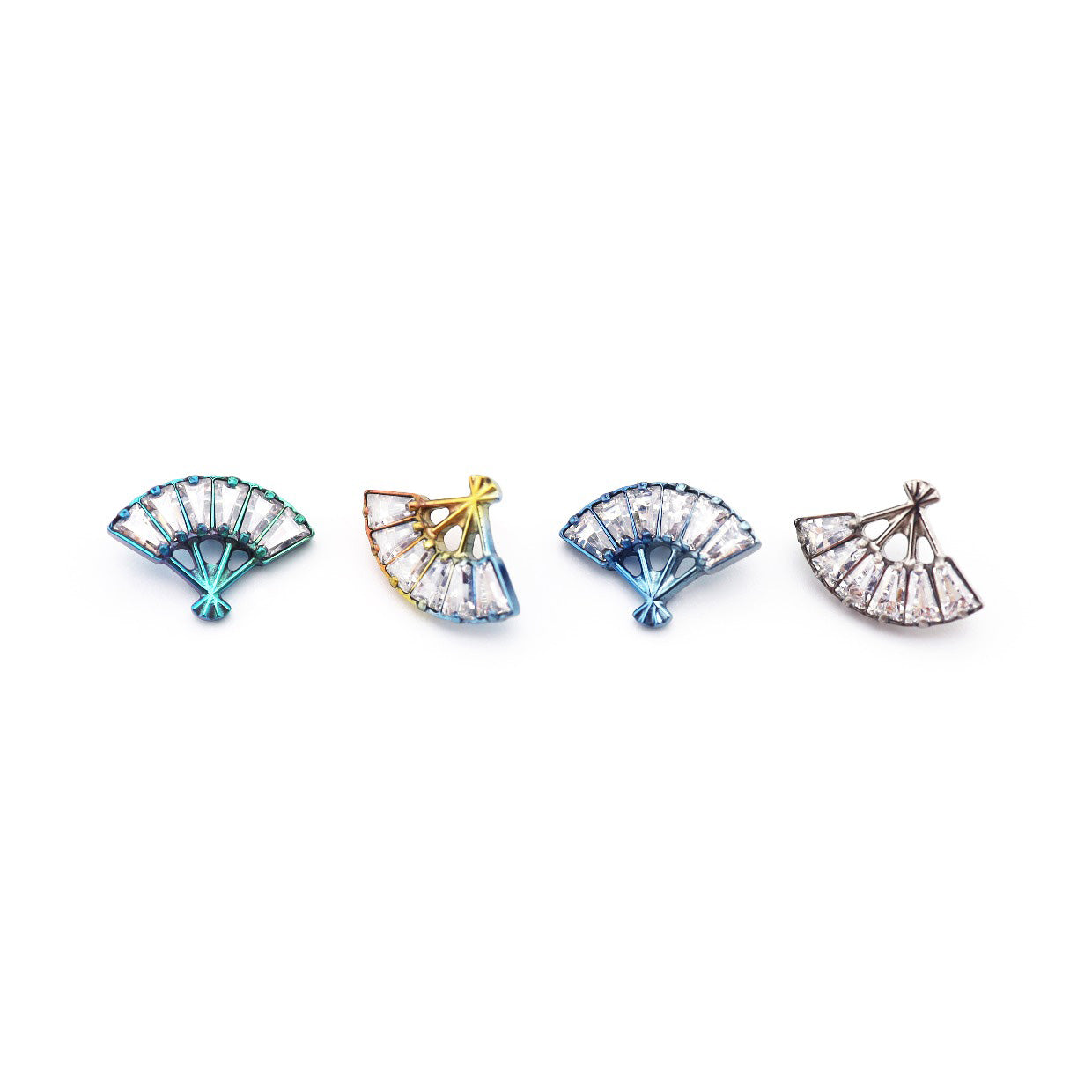 CZ Fan Internally Threaded Titanium Ear Studs