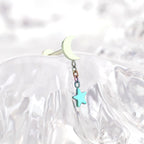 Moon & Star Dangle Titanium Ear Studs