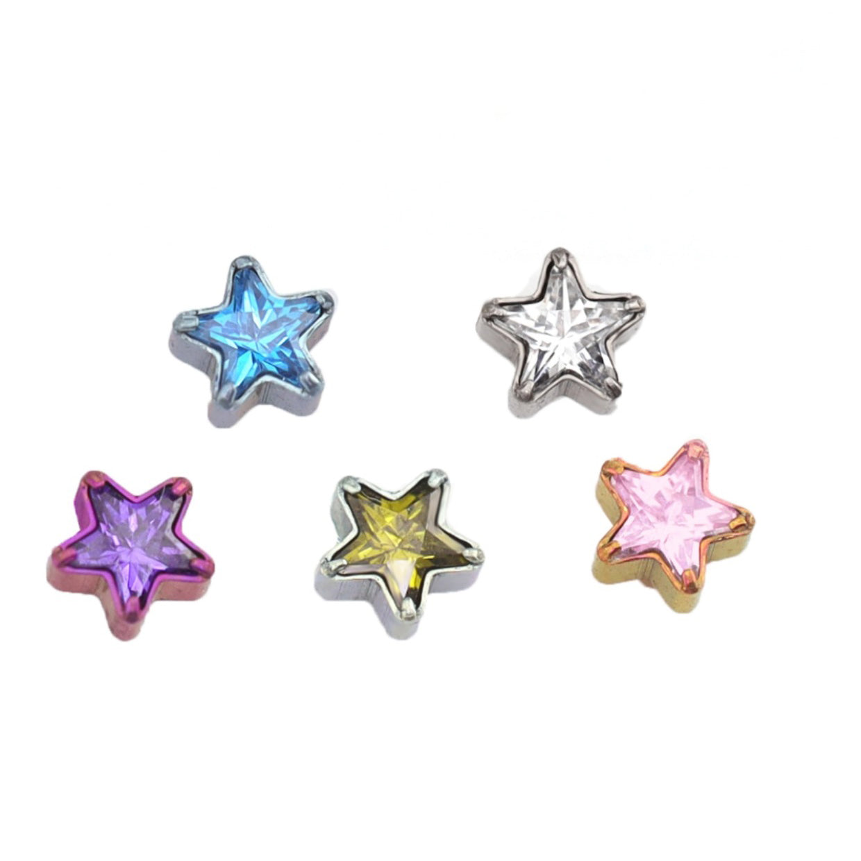 3D CZ Pentagram Titanium Ear Studs