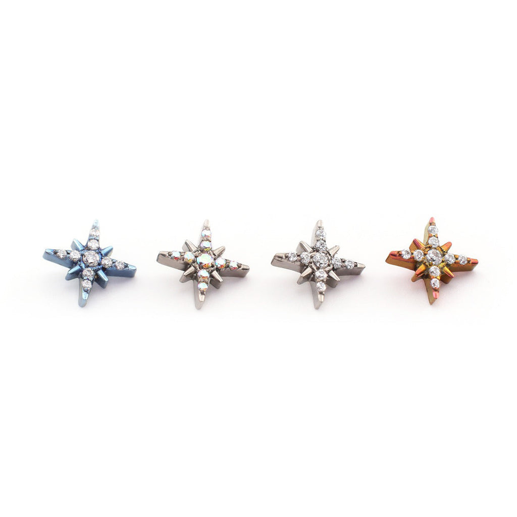 CZ Octagram Titanium Ear Studs