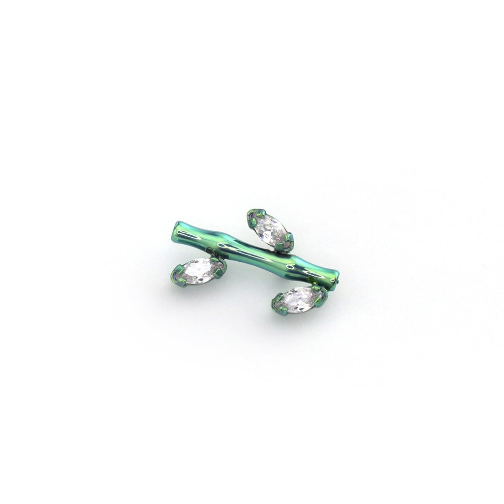 CZ Bamboo Segment Internally Threaded Titanium Studs