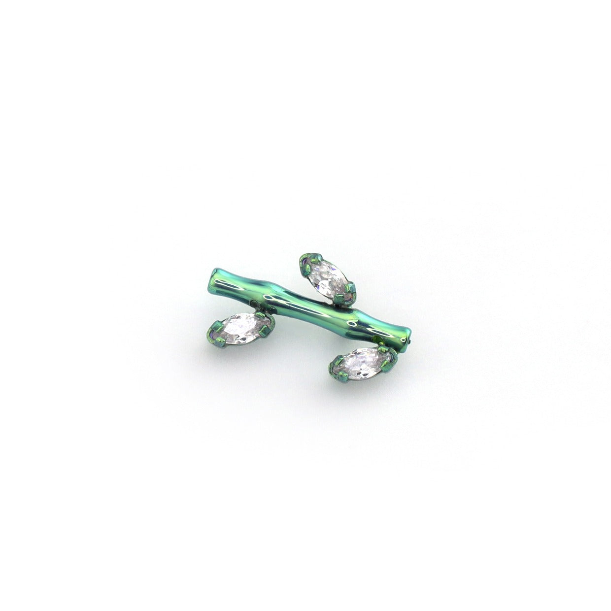 CZ Bamboo Segment Internally Threaded Titanium Studs