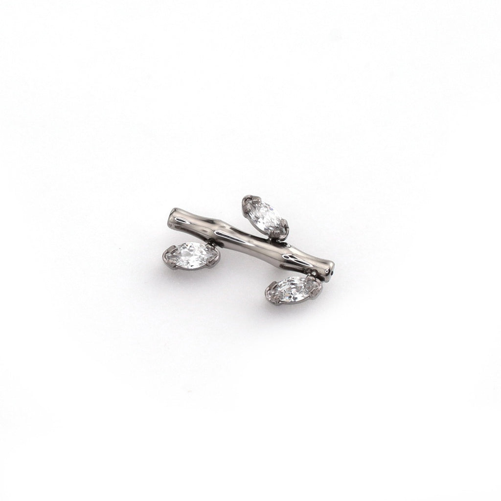 CZ Bamboo Segment Internally Threaded Titanium Studs