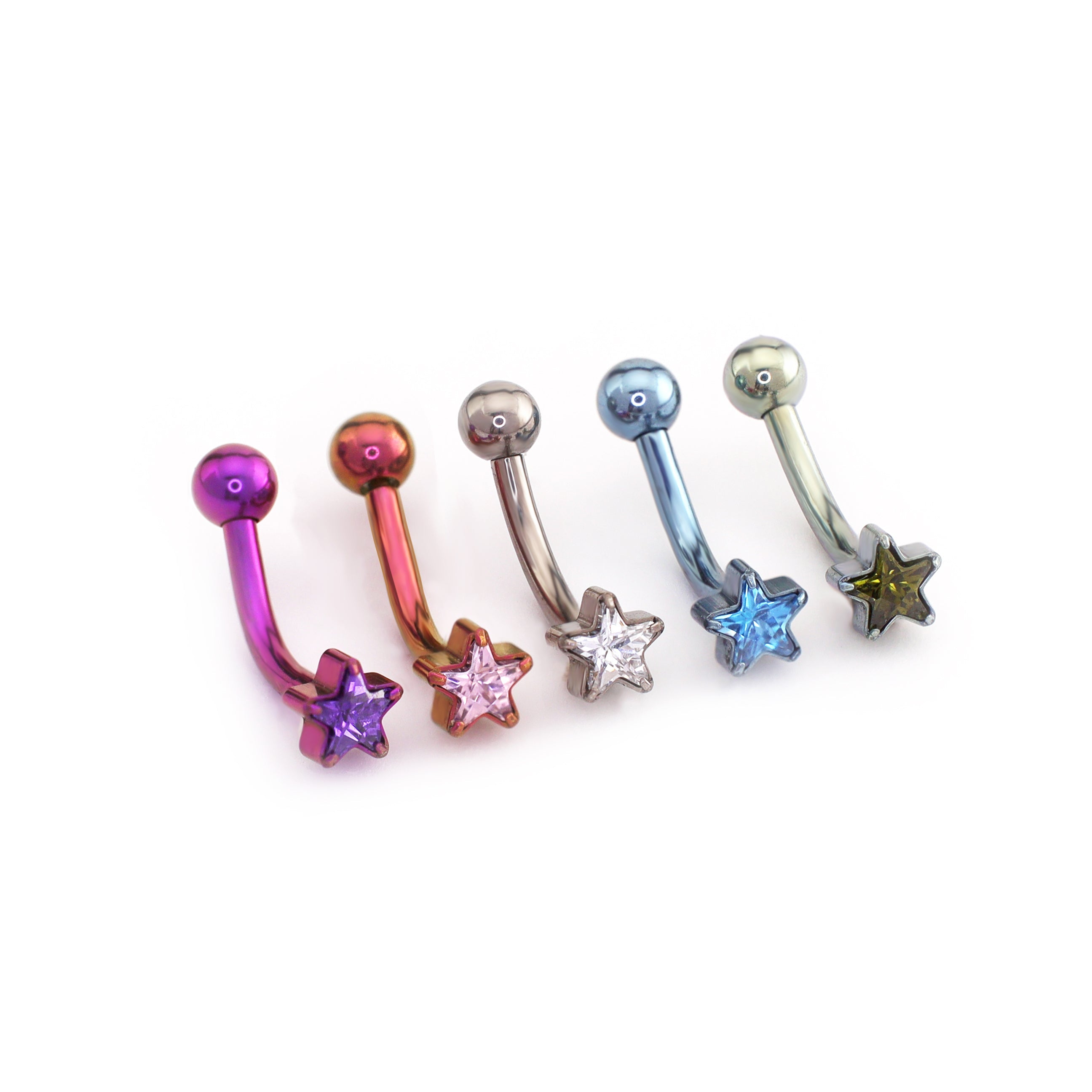 CZ Pentagram Internally Threaded Titanium Rook Jewelry