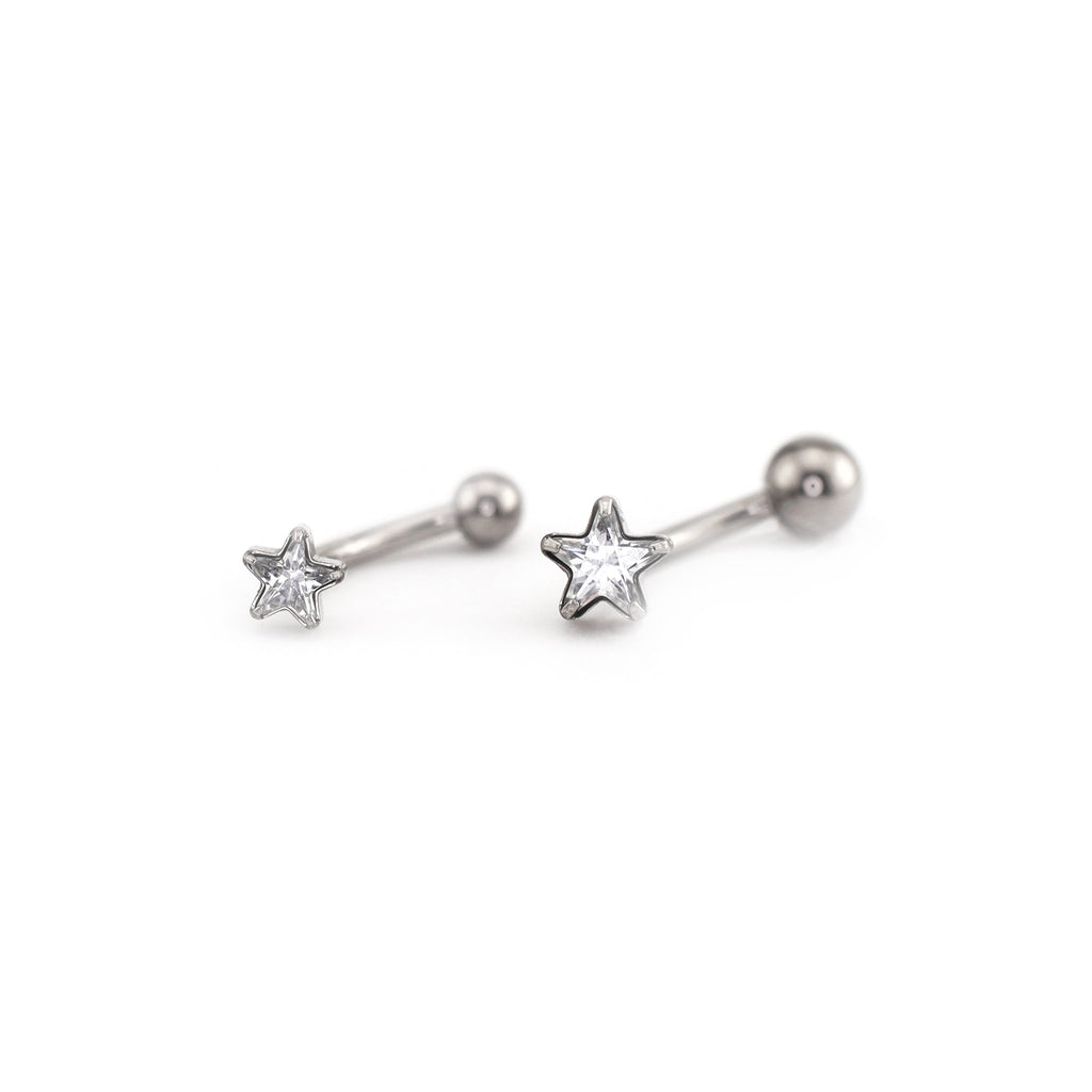 CZ Pentagram Internally Threaded Titanium Rook Jewelry