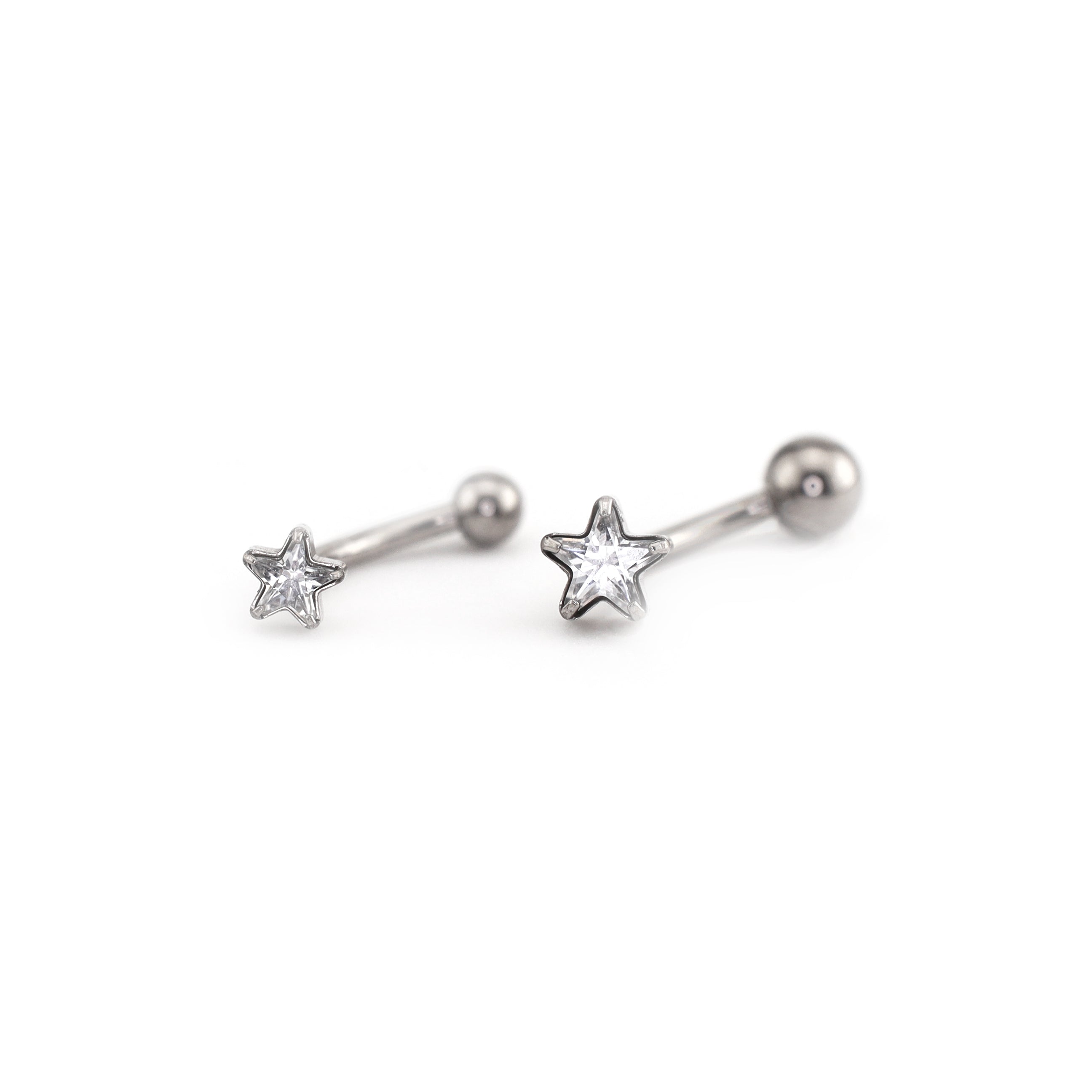 CZ Pentagram Internally Threaded Titanium Rook Jewelry