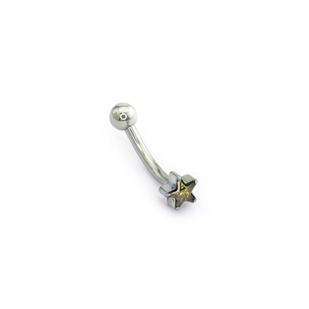 CZ Pentagram Internally Threaded Titanium Rook Jewelry