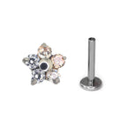 Floral CZ Internally Threaded Titanium Stud