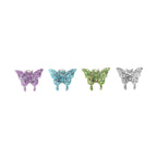 Thin Needle Micro-Pave Butterfly Stainless Steel Ear Studs