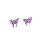 Thin Needle Micro-Pave Butterfly Stainless Steel Ear Studs