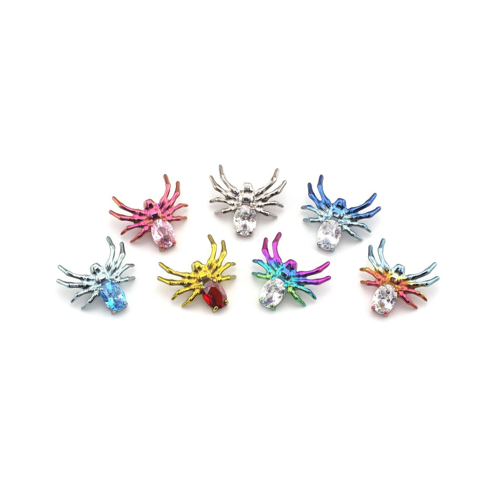 Crystal Spider Titanium Ear Studs