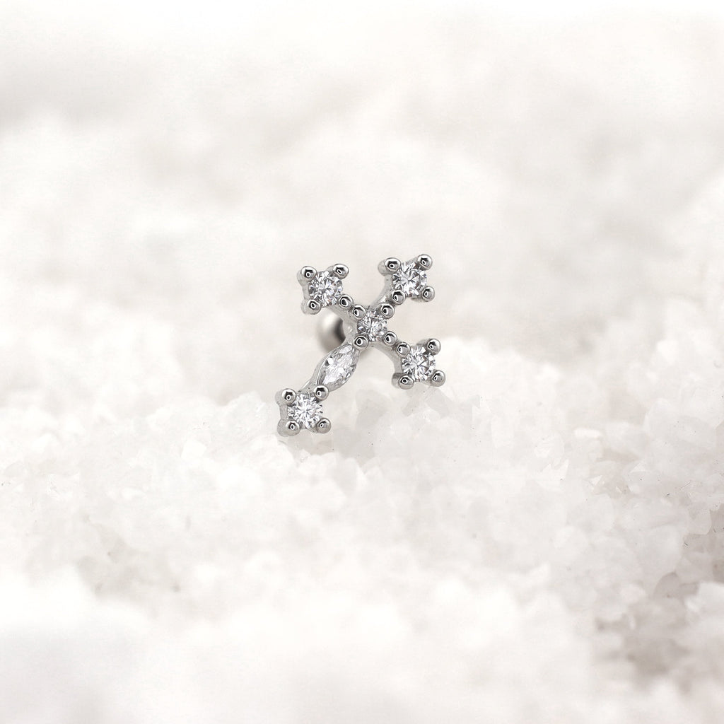 Crystal Cross Stainless Steel Ear Studs