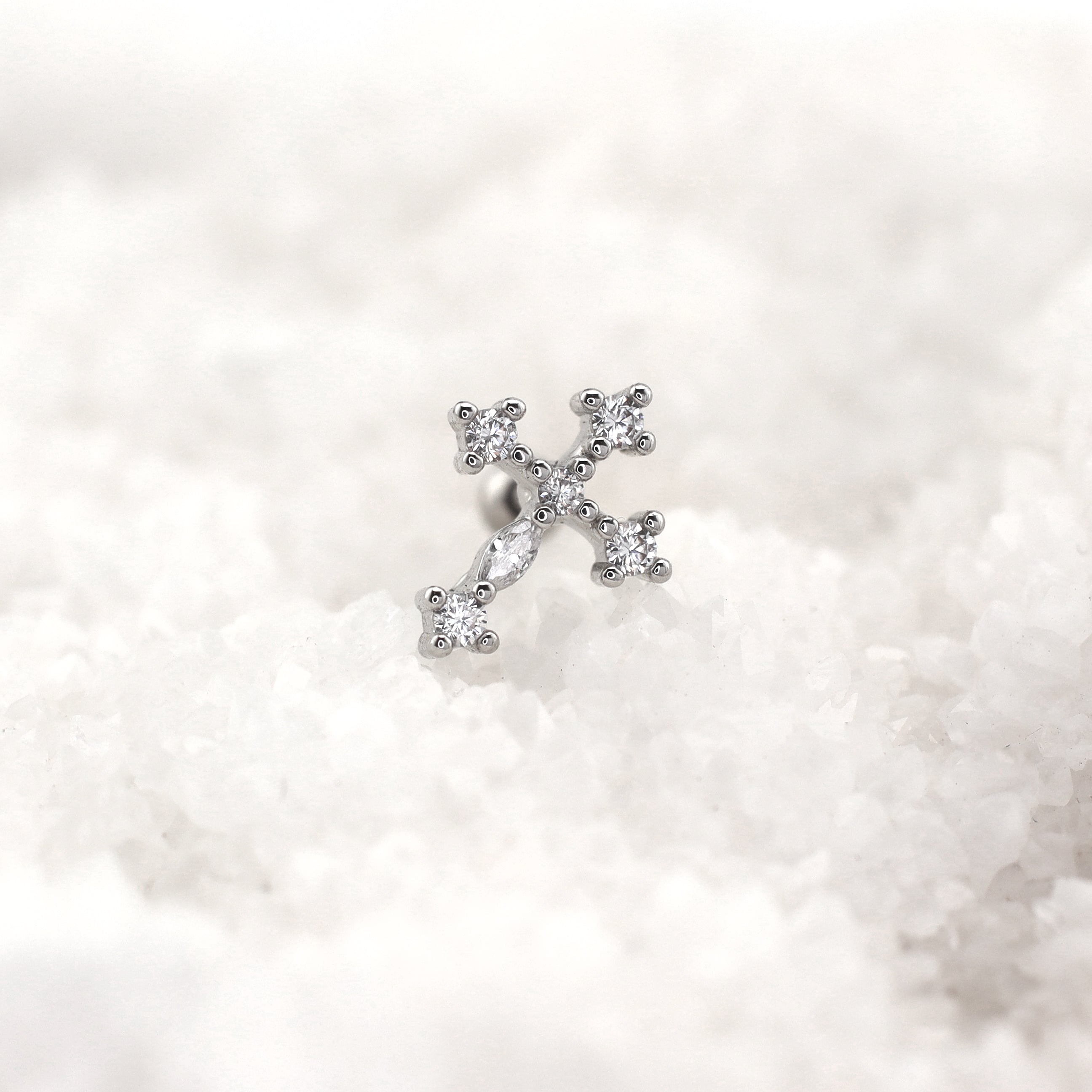 Crystal Cross Stainless Steel Ear Studs