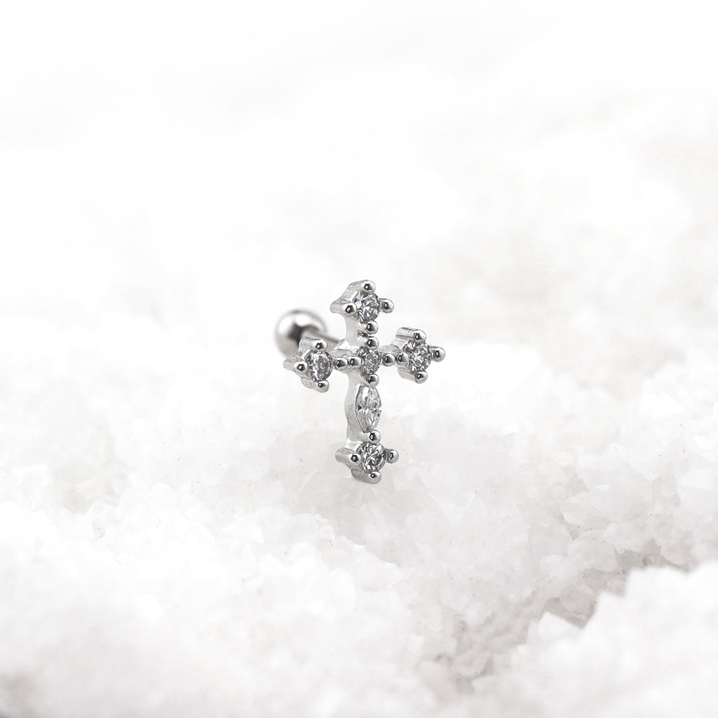 Crystal Cross Stainless Steel Ear Studs