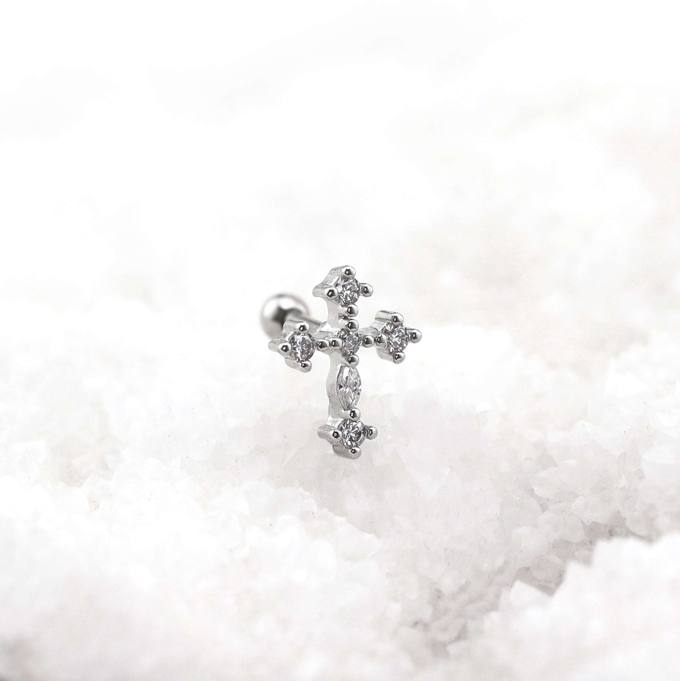 Crystal Cross Stainless Steel Ear Studs