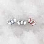 Openwork Fan Shape CZ Titanium Ear Studs