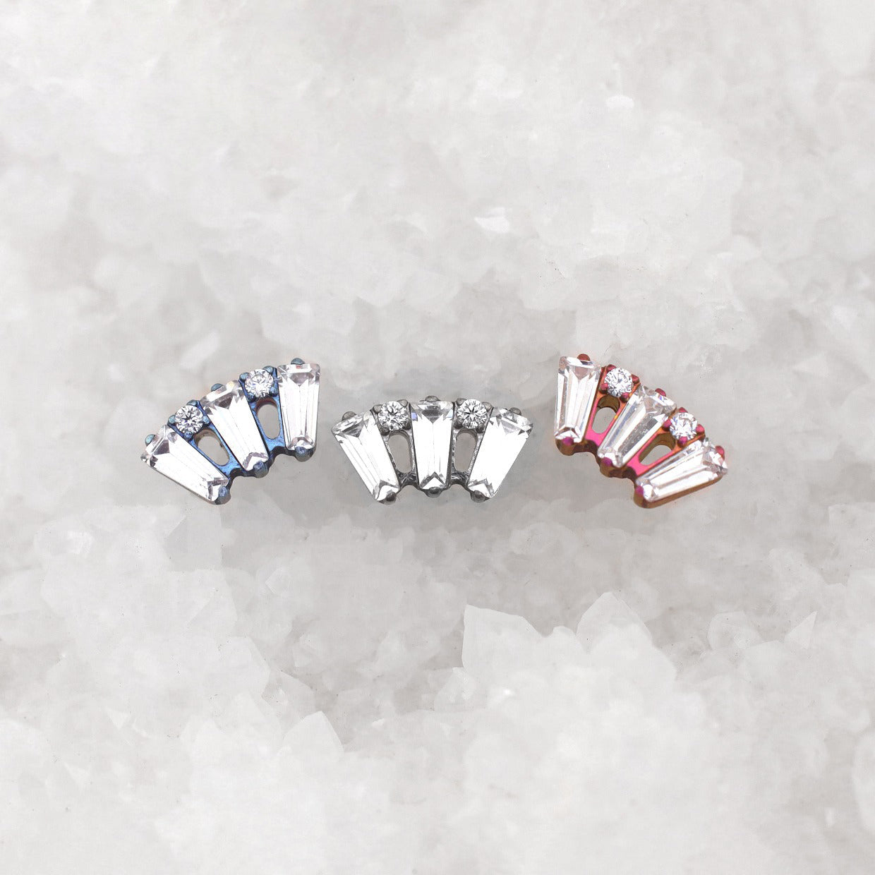 Openwork Fan Shape CZ Titanium Ear Studs