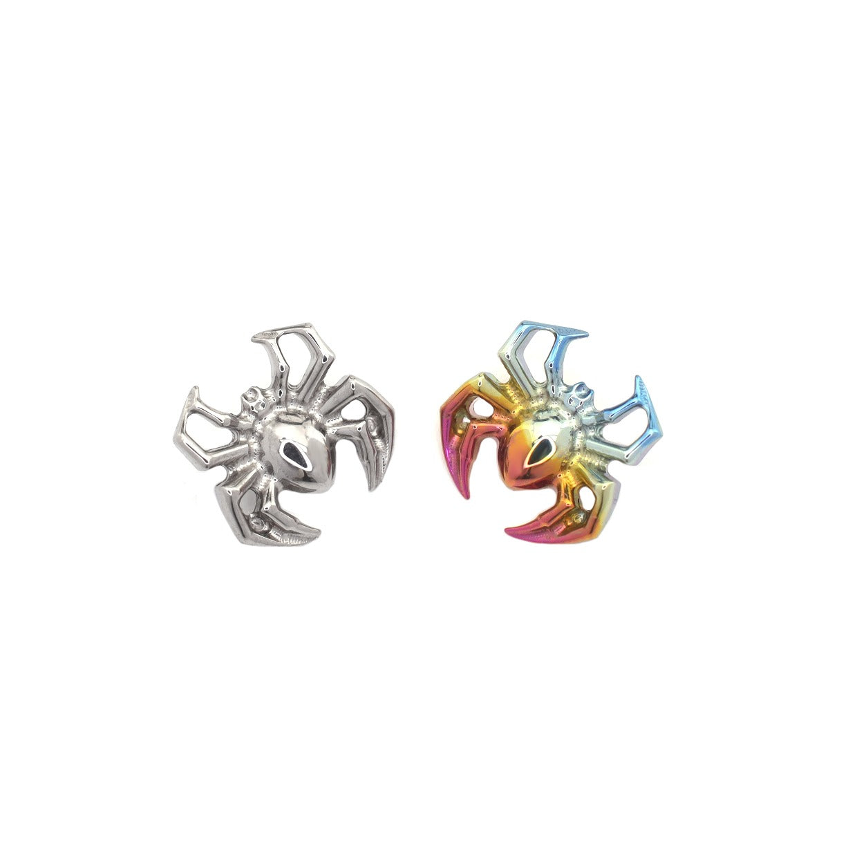 3D Engraved Spider Titanium Ear Studs