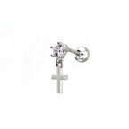 CZ Pendant Cross Thin Gauge Ear Studs