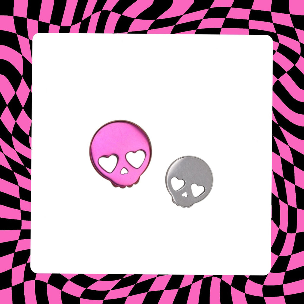 Sweetheart Skeleton Titanium Ear Studs
