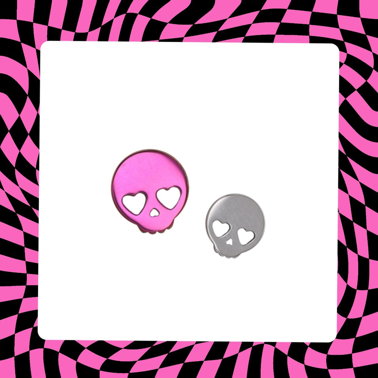 Sweetheart Skeleton Titanium Ear Studs