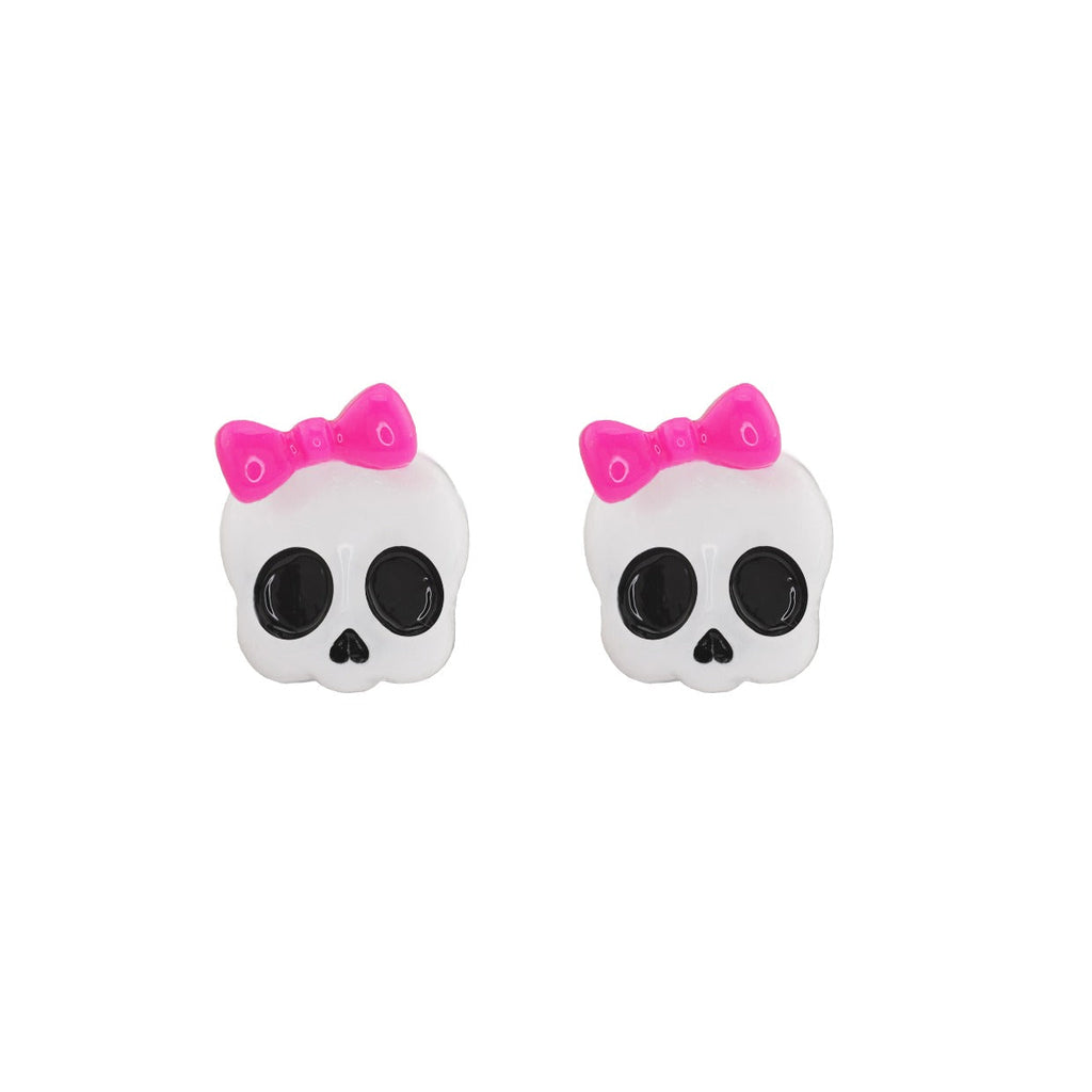 Resin Cute Skull Stainless Steel Ear Studs