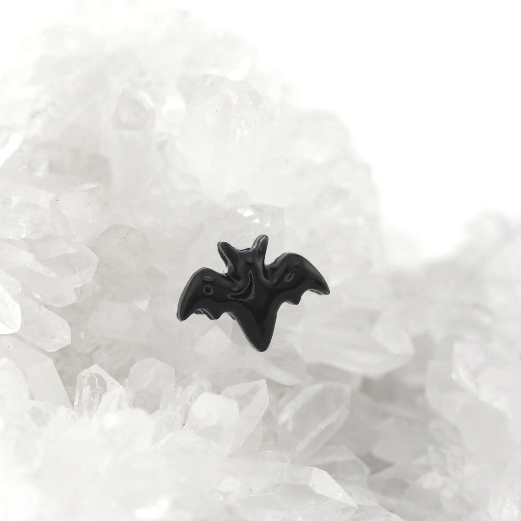 Resin Black Bat Internally Threaded Stainless Steel Lip Ring