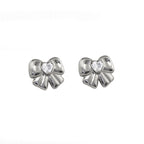 Cute Heart CZ Bow Titanium Ear Studs