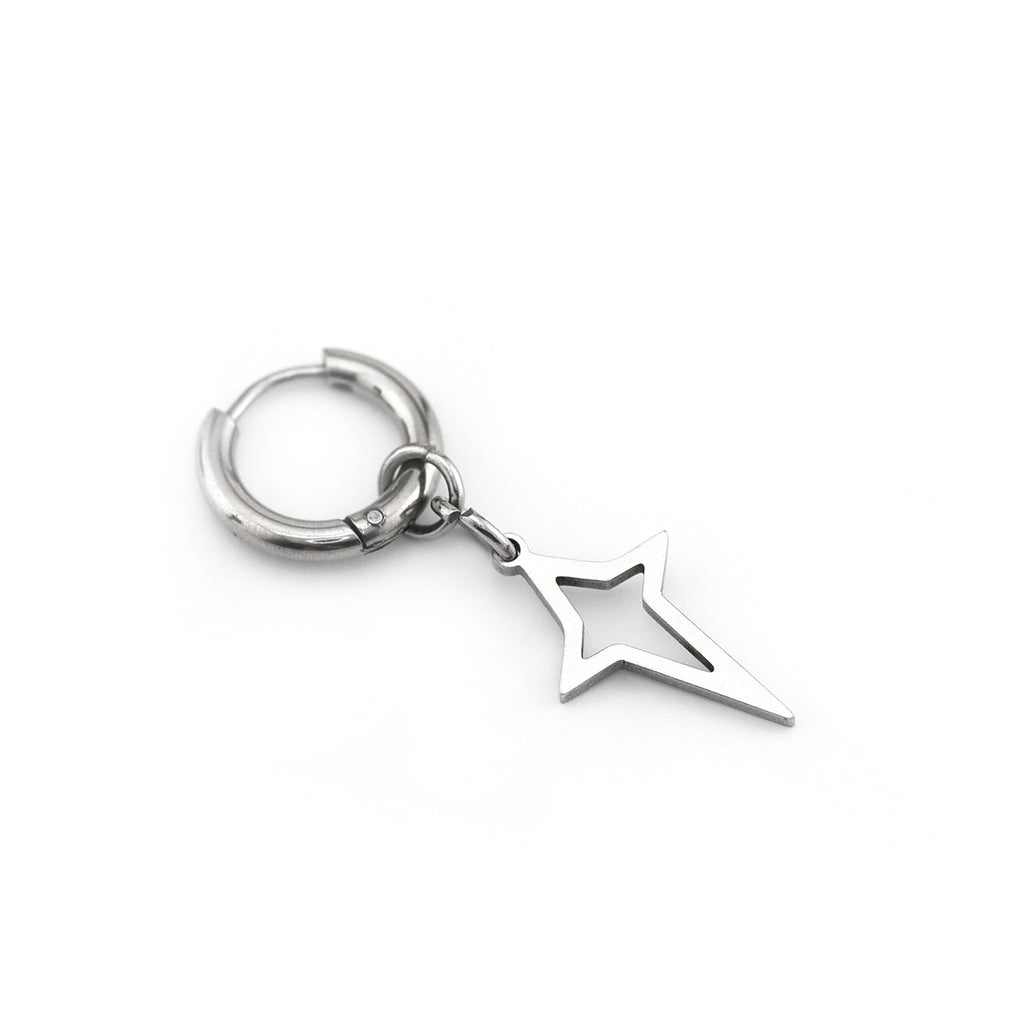 Black & White Openwork Star Dangle Stainless Steel Earrings