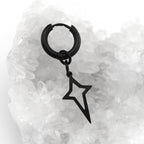 Black & White Openwork Star Dangle Stainless Steel Earrings