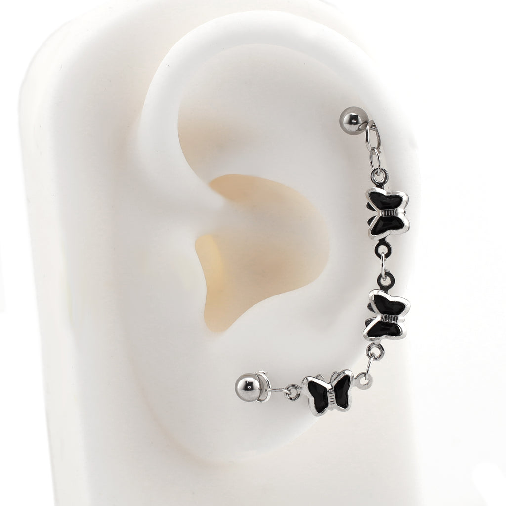 Black Oil Slick Gothic Butterfly Earring Set