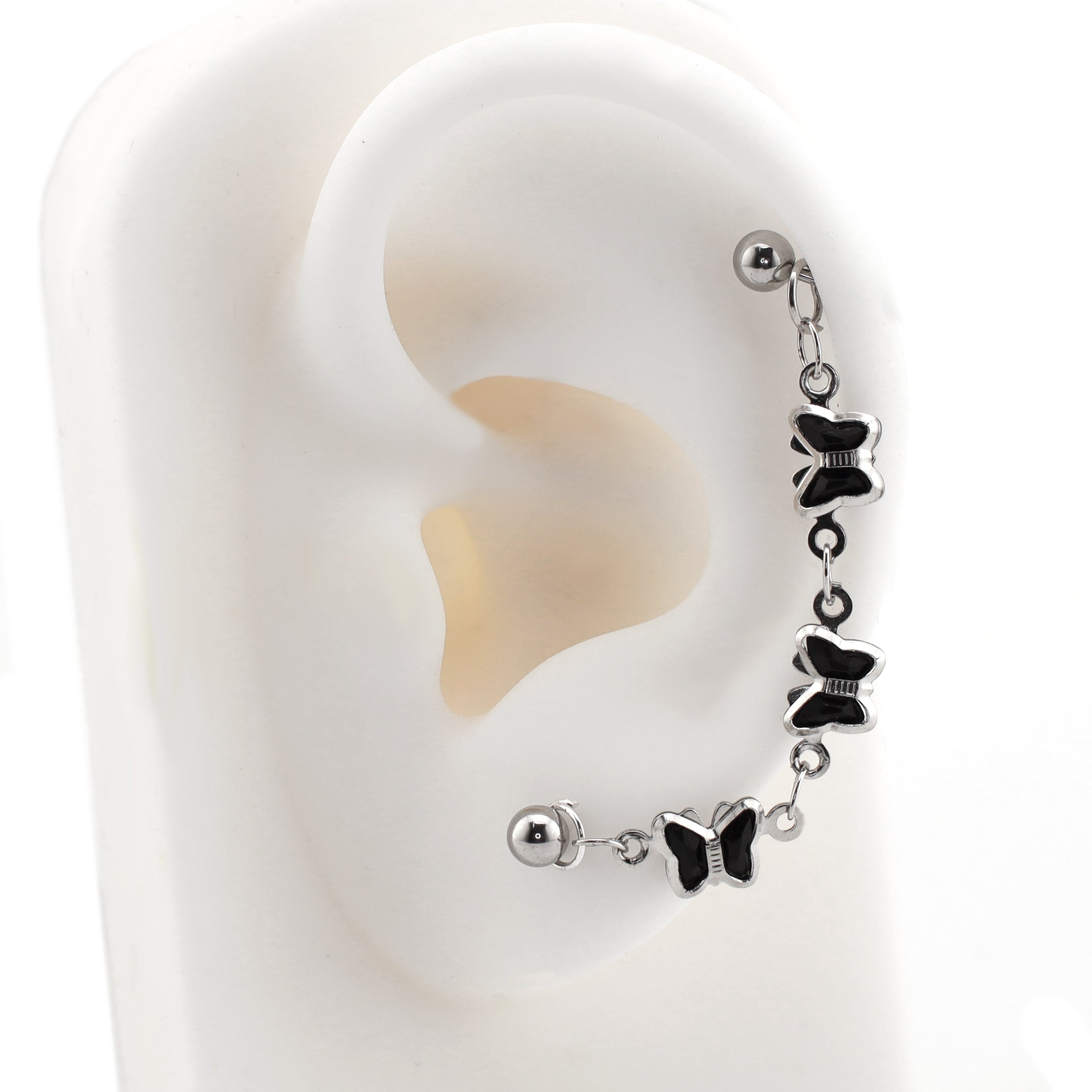 Black Oil Slick Gothic Butterfly Earring Set