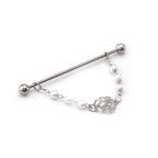 Openwork Heart & Rose Faux Pearl Ear Chain