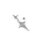 Double Layer Openwork Four-Point Star Dangle Stainless Steel Ear Studs