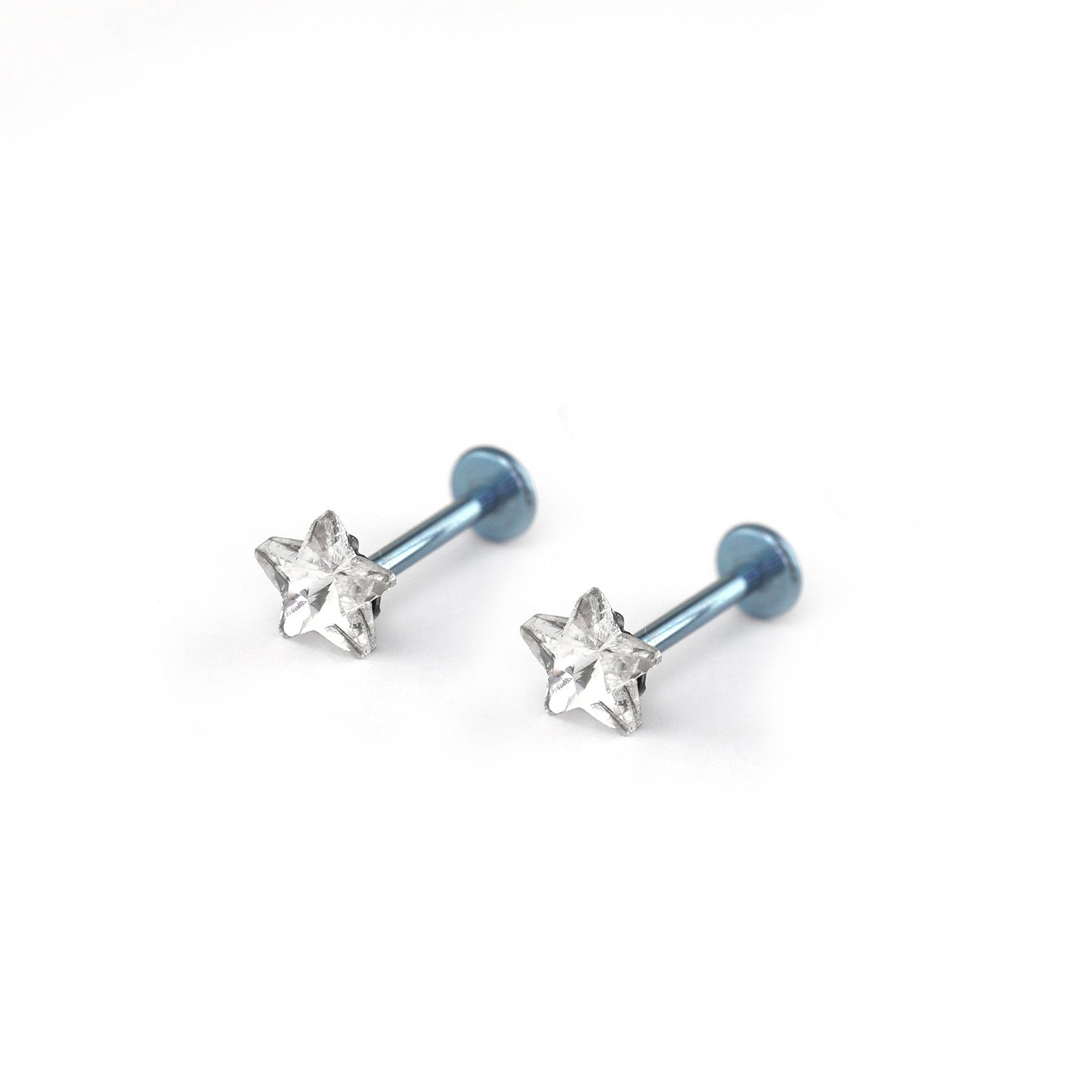 Crystal Star Internally Threaded Titanium Labret Stud