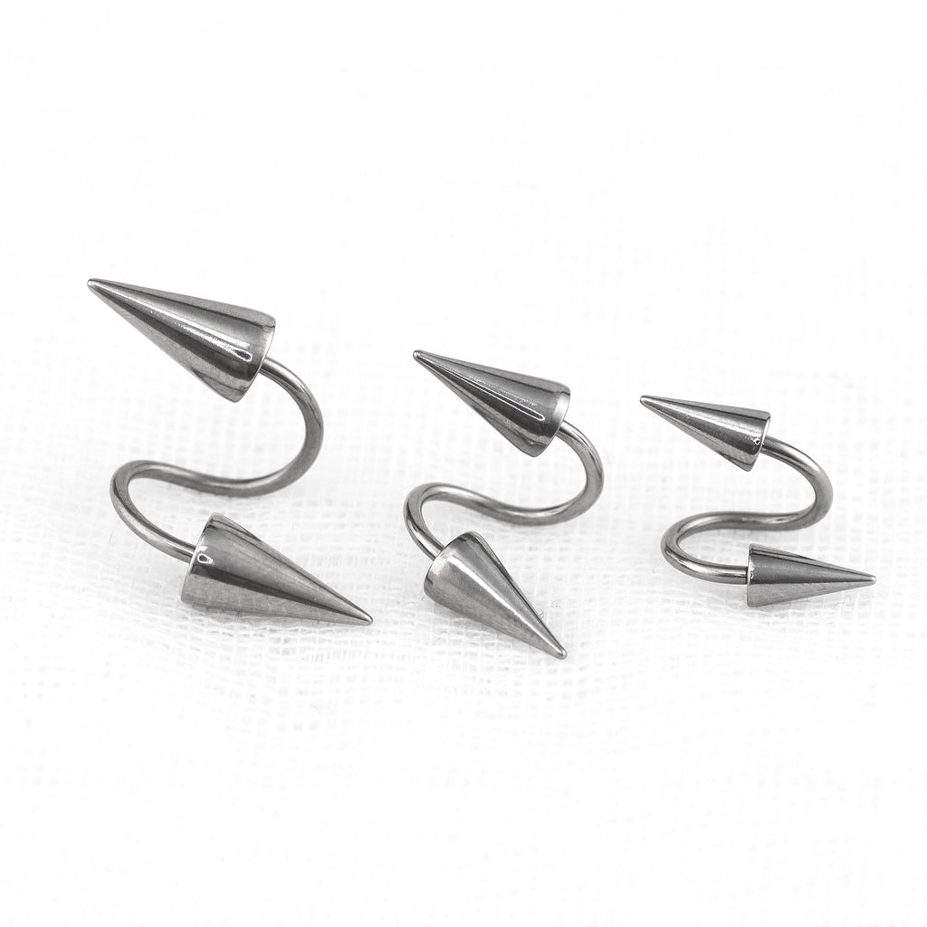 S-Shaped Large Spike Externally Threaded Stainless Steel Lip Ring