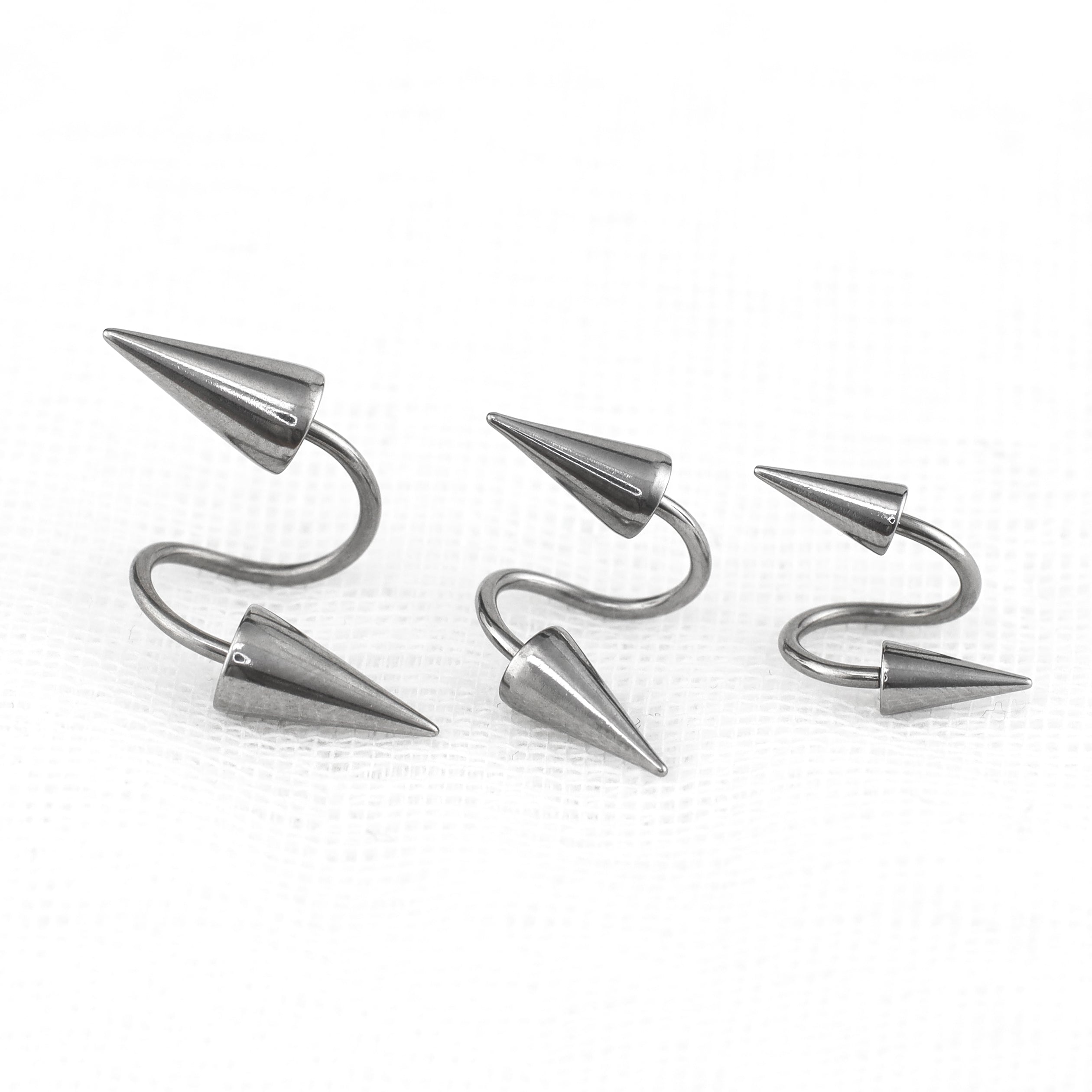 S-Shaped Large Spike Externally Threaded Stainless Steel Lip Ring