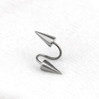 S-Shaped Large Spike Externally Threaded Stainless Steel Lip Ring