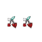 Heart CZ Cherry Titanium Ear Studs