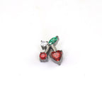 Heart CZ Cherry Titanium Ear Studs