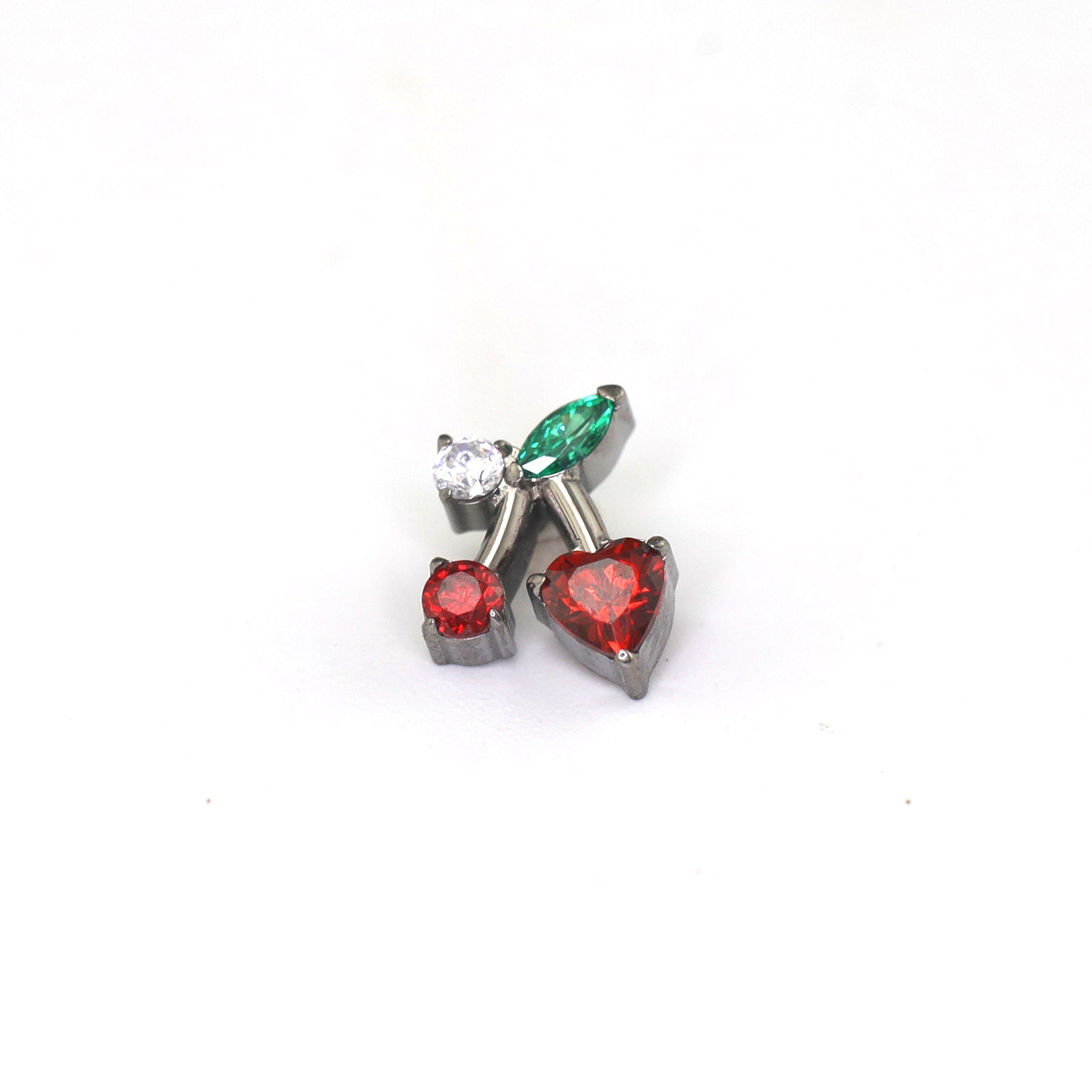 Heart CZ Cherry Titanium Ear Studs