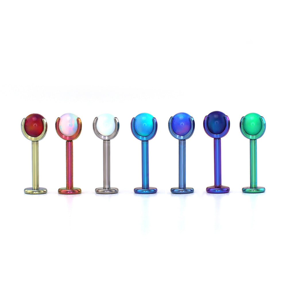 High-Saturation Nebula Opal Internally Threaded Titanium Studs