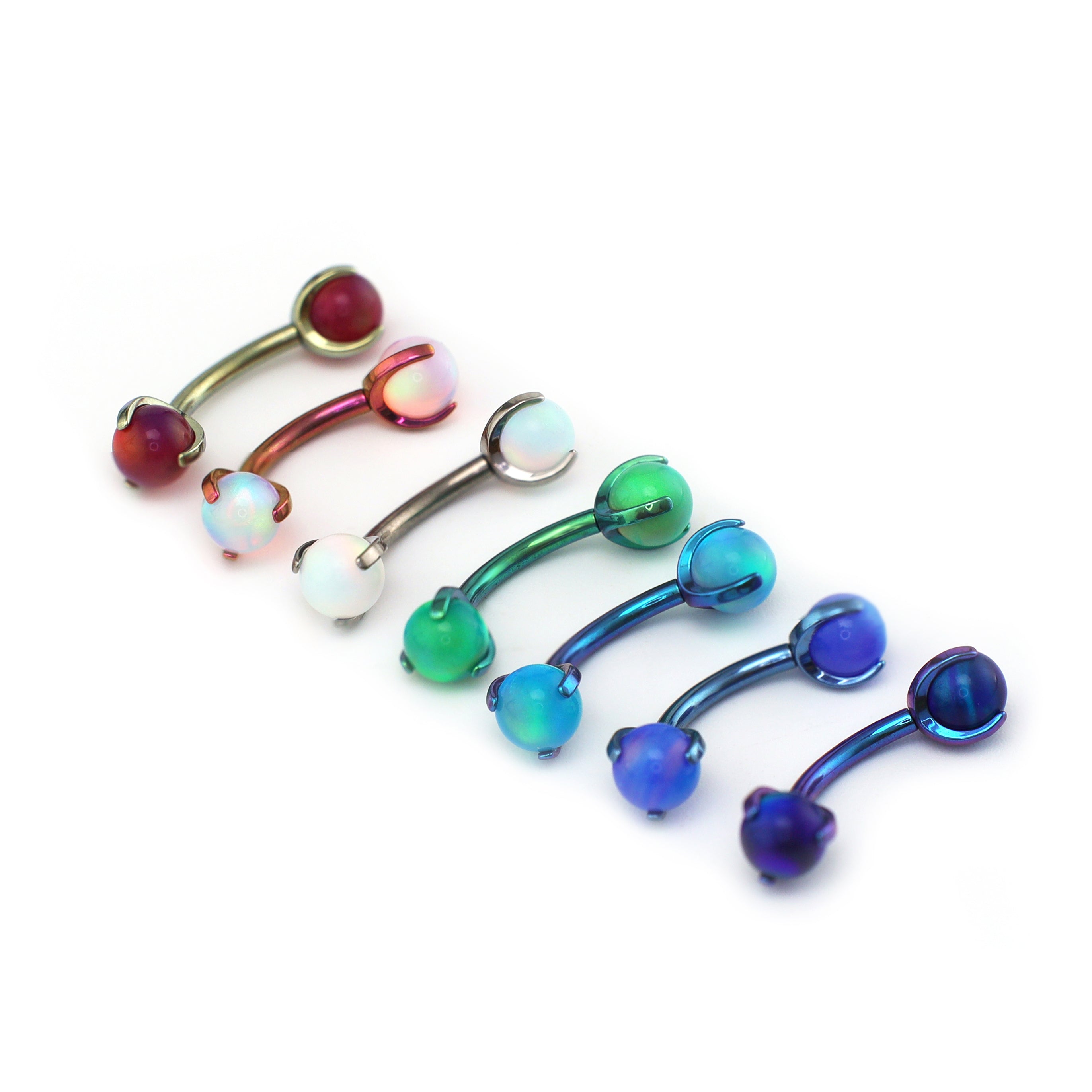 High-Saturation Nebula Opal Internally Threaded Titanium Rook Jewelry